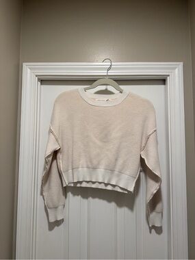Altar'd State Cream Cropped Crewneck Sweater